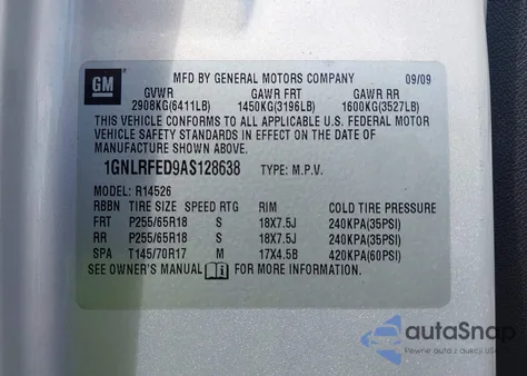 2010 Chevrolet Traverse Lt from USA, damaged, VIN 1GNLRFED9AS128638